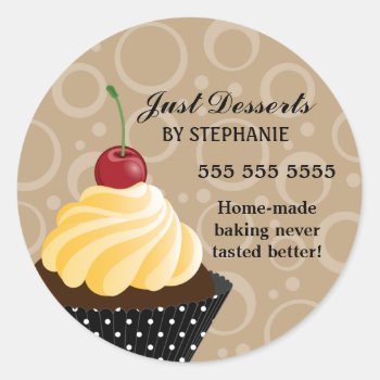 Cherry Cupcake Bakery Box Seals by SocialiteDesigns at Zazzle
