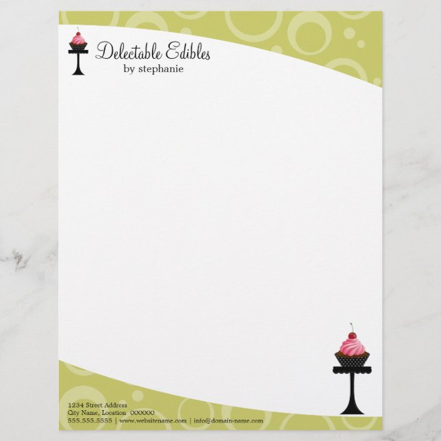 Cherry Cupcake Bakery Business Letterhead (Front)