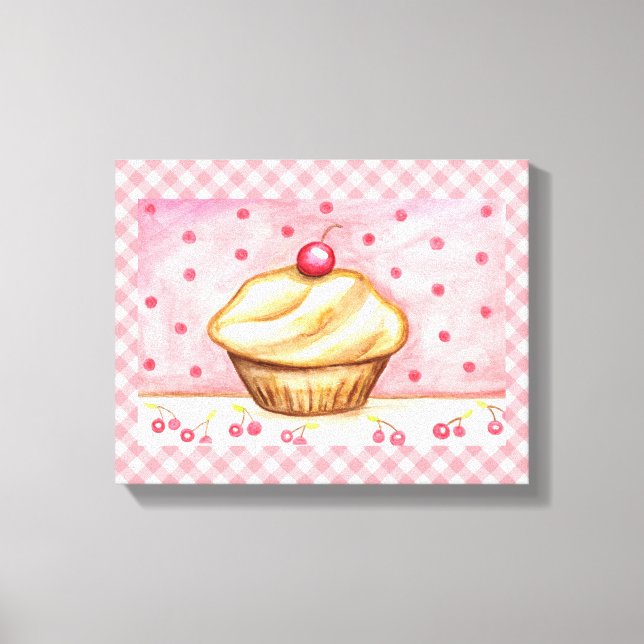 Cherry Cupcake Canvas Art Print (Front)