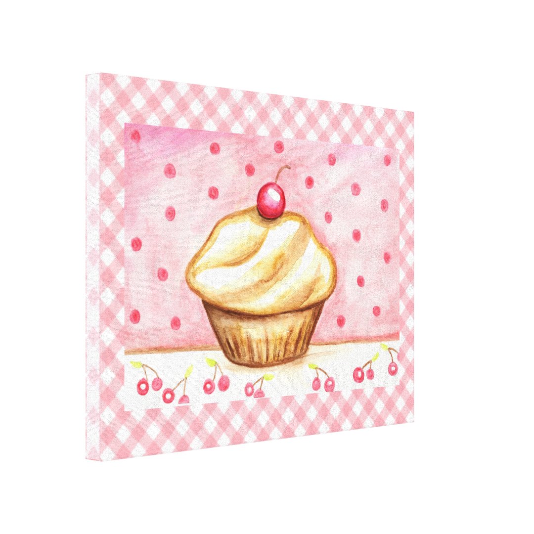 Cherry Cupcake Canvas Art Print (Front Left)