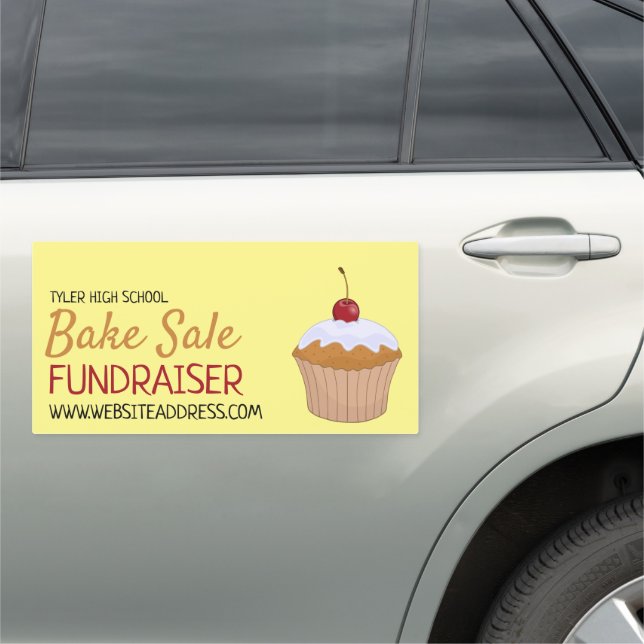 Cherry Cupcake, Charity Bake Sale Event Advert Car Magnet (In Situ)