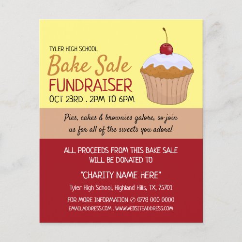 Cherry Cupcake Charity Bake Sale Event Advert Flyer