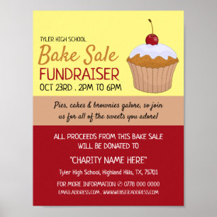 Cherry Cupcake, Charity Bake Sale Event Advert Poster