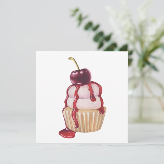 Cherry Cupcake  Holiday Card (Standing Front)