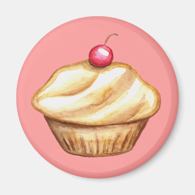 Cherry Cupcake Magnet (Front)