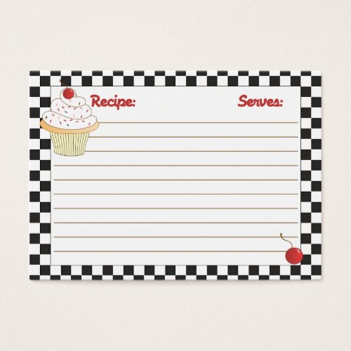 Cherry Cupcake Mini Recipe Cards Business Card Template
