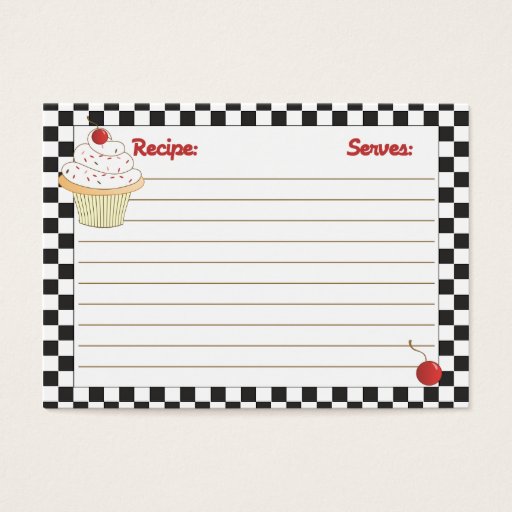 Customizable Cherry Cupcake Mini Recipe Cards Business Card Template