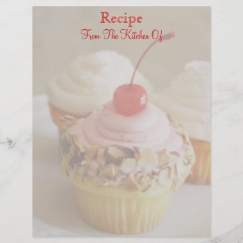 Cherry Cupcake Recipe Letterhead by TheHolidayEdge at Zazzle
