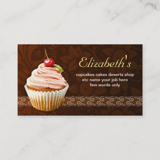 Customizable cherry cupcake sweet cute business card