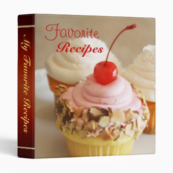 Cherry Cupcake Sweet Desert Recipe Binder by TheHolidayEdge at Zazzle