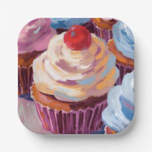 Cherry Cupcakes Happy Birthday Party Paper Plates