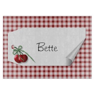 Cherry Curl Tag Glass Cutting Board