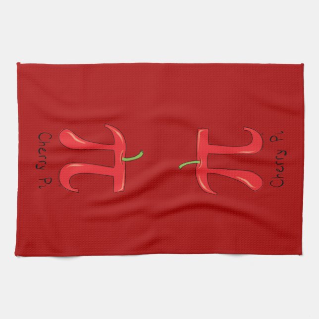 Cherry Cute Math Pi Day Pie Baking Kitchen Towel (Horizontal)