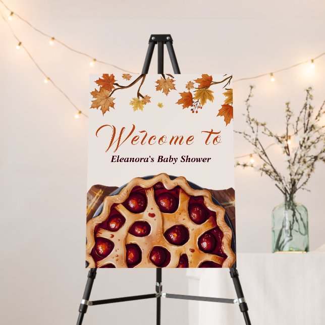 Cherry Cutie Pie Fall Baby Shower Welcome Sign (In Situ (Stand))