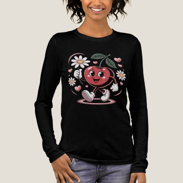 Cherry Delight Mascot – Retro Cherry Character  Tri-Blend Shirt (Front)