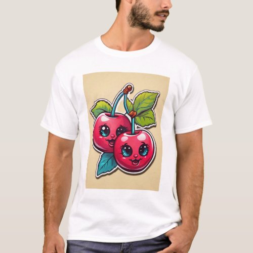Cherry Delight Tees Retro Vibes and Whimsical Fac T_Shirt