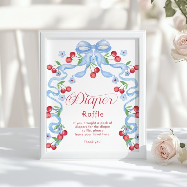 Cherry Diaper raffle Blue bow Whimsical Poster (Creator Uploaded)