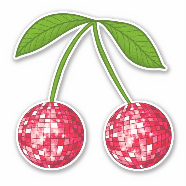 Cherry Disco Ball Sticker (Front)