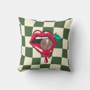 Cherry Disco Ball Trendy Funky Indie Room Decor Throw Pillow