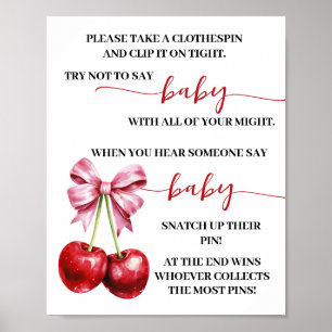 Cherry Don't Say Baby Clothespin Shower Game Poster