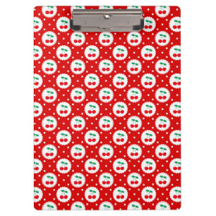 Cherry Dot Pattern – Retro Fruit Gift & Decor Clipboard