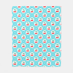 Cherry Dot Pattern – Retro Fruit Gift & Decor Fleece Blanket