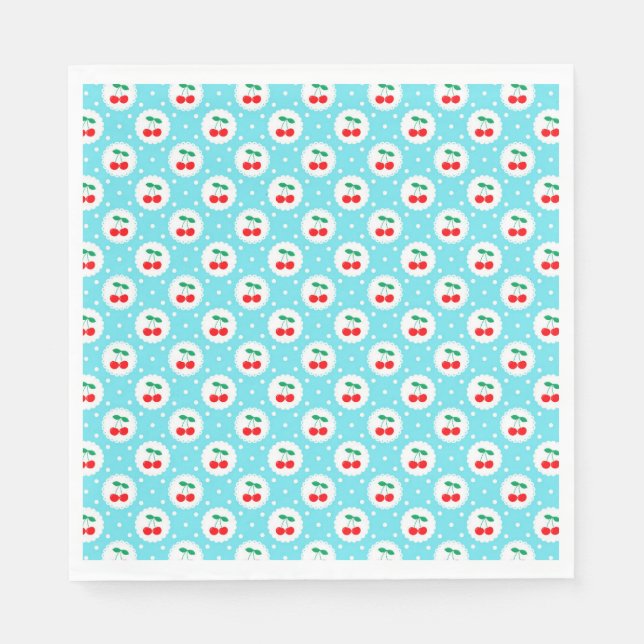 Cherry Dot Pattern – Retro Fruit Gift & Decor Napkins (Front)