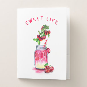 Cherry Drink Pocket Folder - Custom Text