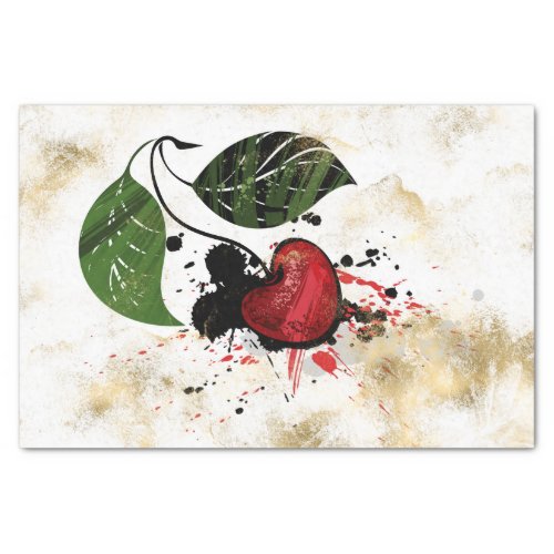 Cherry Ephemera  Abstract Painted Fruit Decoupage Tissue Paper