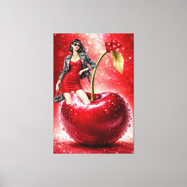 Cherry Fashion Illustration Wall Art Print (Front)