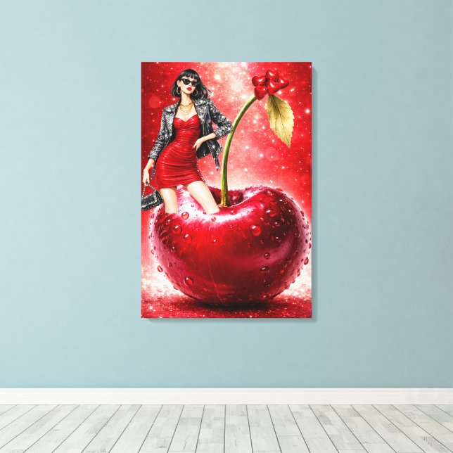 Cherry Fashion Illustration Wall Art Print (Insitu(Wood Floor))