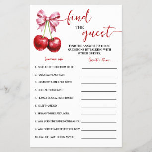 Cherry Find the Guest Baby Shower Game Card Flyer
