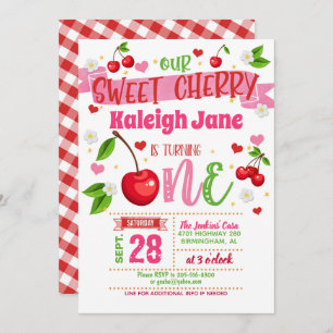 Cherry First Birthday Invitation
