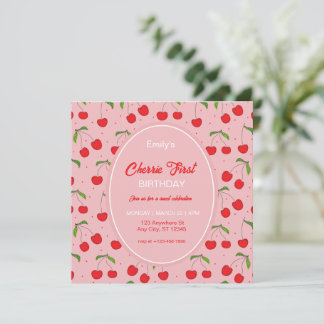 CHERRY First Birthday Party Invitation