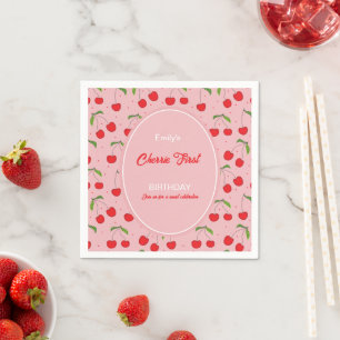 CHERRY First Birthday Party Invitation Napkins