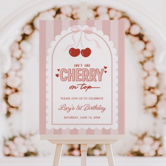 Cherry First Coquette Girls 1st Birthday Foam Board (Creator Uploaded)