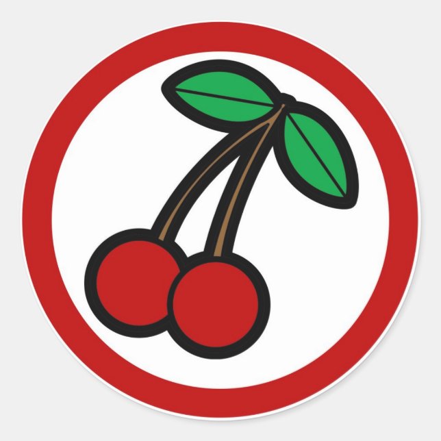 Cherry flavor visual circle sticker labels (Front)