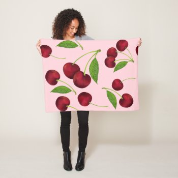Cherry Fleece Blanket by alise_art at Zazzle