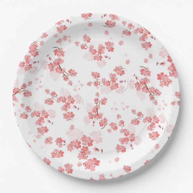 Cherry Flower 2 Paper Plates (Front)