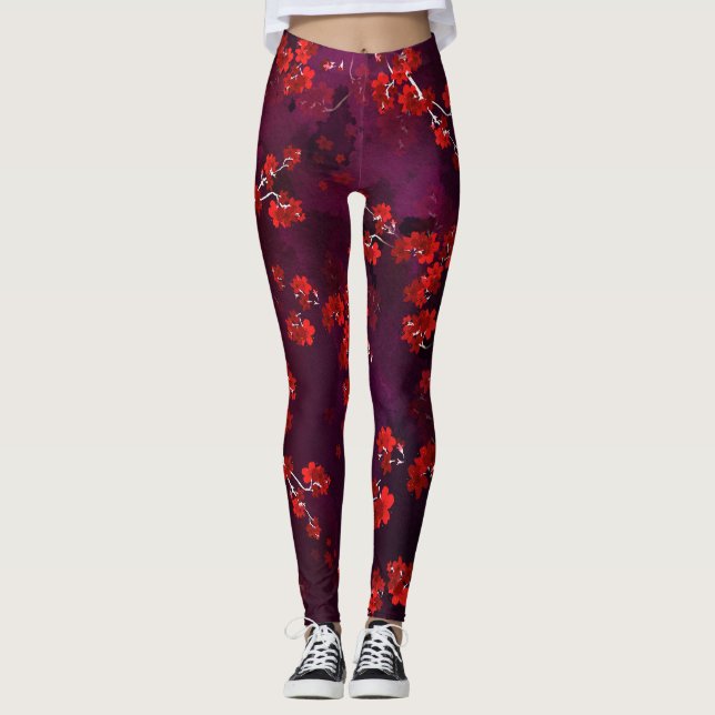 Cherry Flower 3 Leggings (Front)