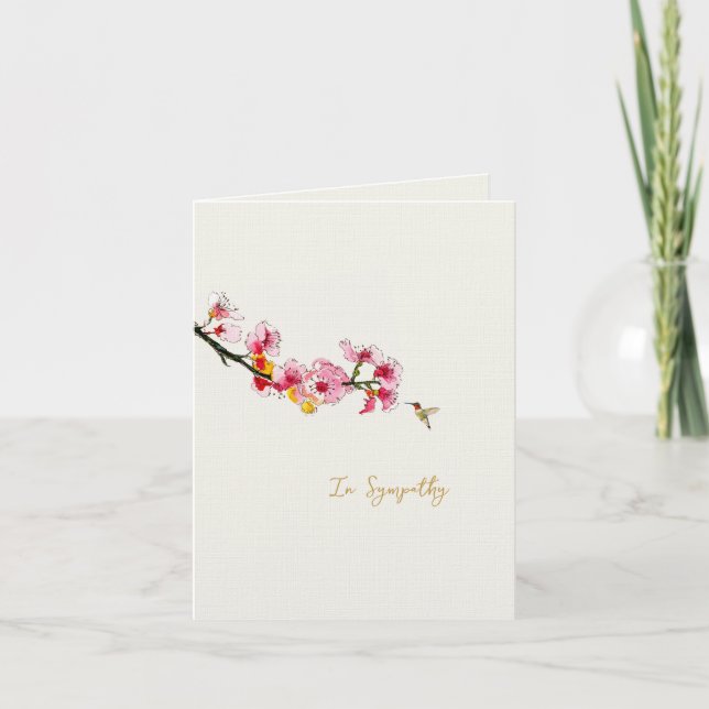 Cherry Flower and Humming bird Sympathy card (Front)