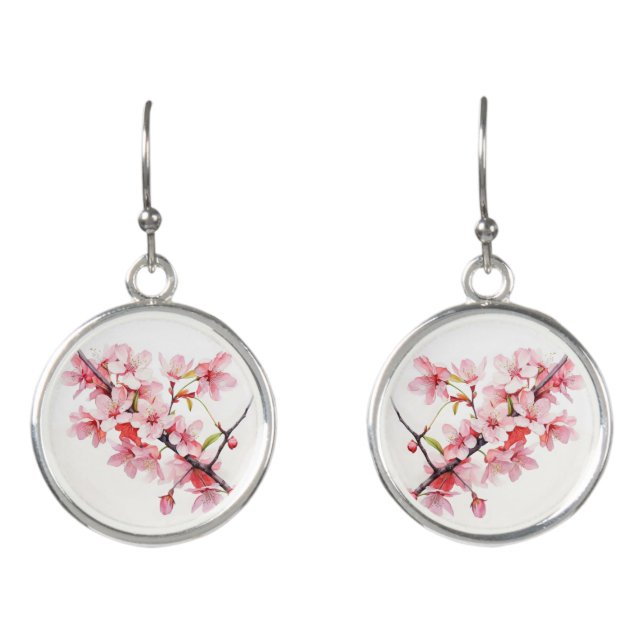 Cherry Flower Branch Earrings (Front)