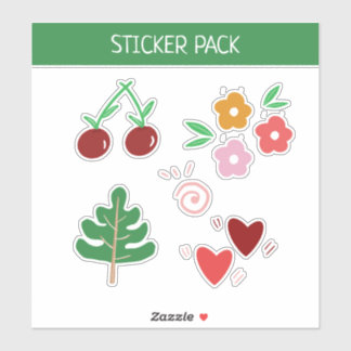 Cherry & Flower Heart Sticker Sheet