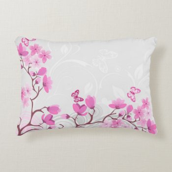 Cherry Flowers Accent Pillow by FantasyPillows at Zazzle