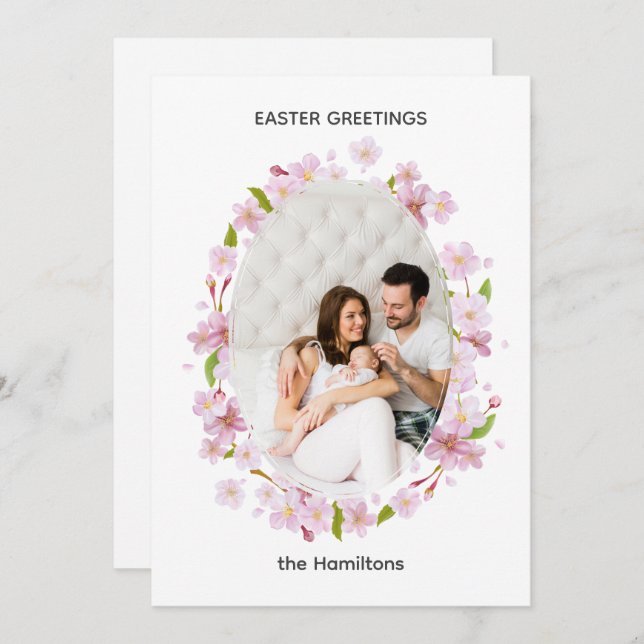 Cherry Flowers Easter Frame Card (Front/Back)