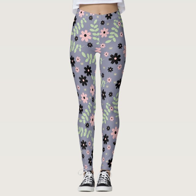 cherry flowers pattern  leggings (Front)