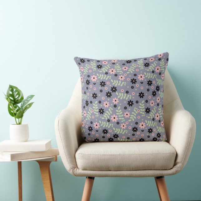 cherry flowers pattern throw pillow (Chair)