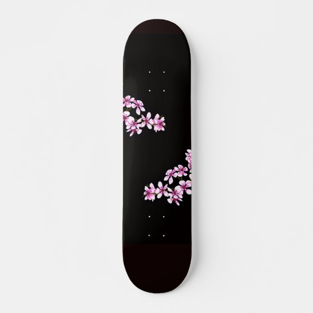 cherry flowers skateboard (Front)
