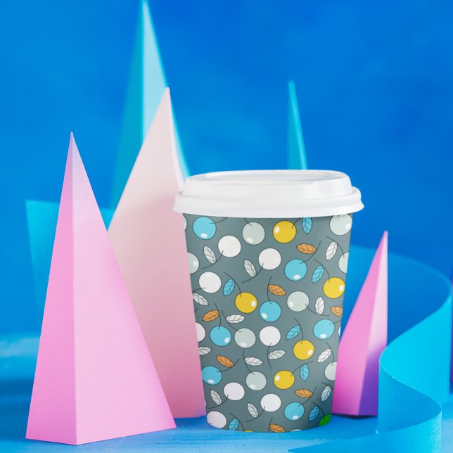 Cherry fruit Cartoon Pattern Paper Cups (Cherry fruit pattern kids,adult party stationery, birthday party use and throw paper cups)