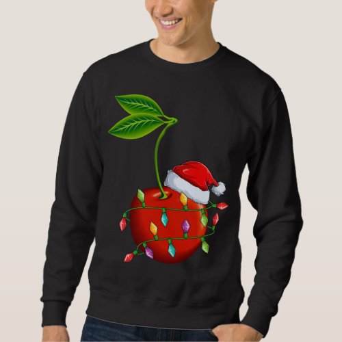 Cherry Fruit Lover Xmas Santa Hat Cherry Christmas Sweatshirt